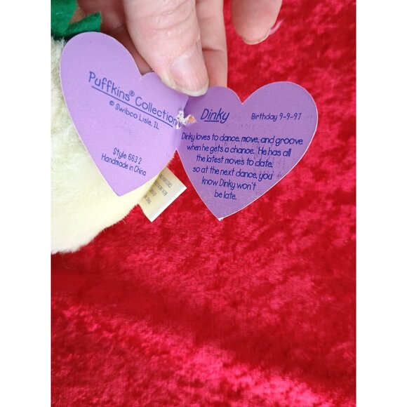 Dinky the Yellow Dinosaur Puffkins by Swibco Stuffed Plush Toy - Picture 5 of 6